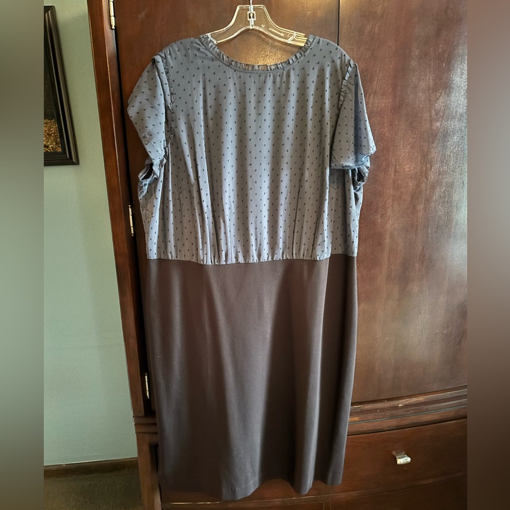 LOFT Blue and Brown Midi Dress